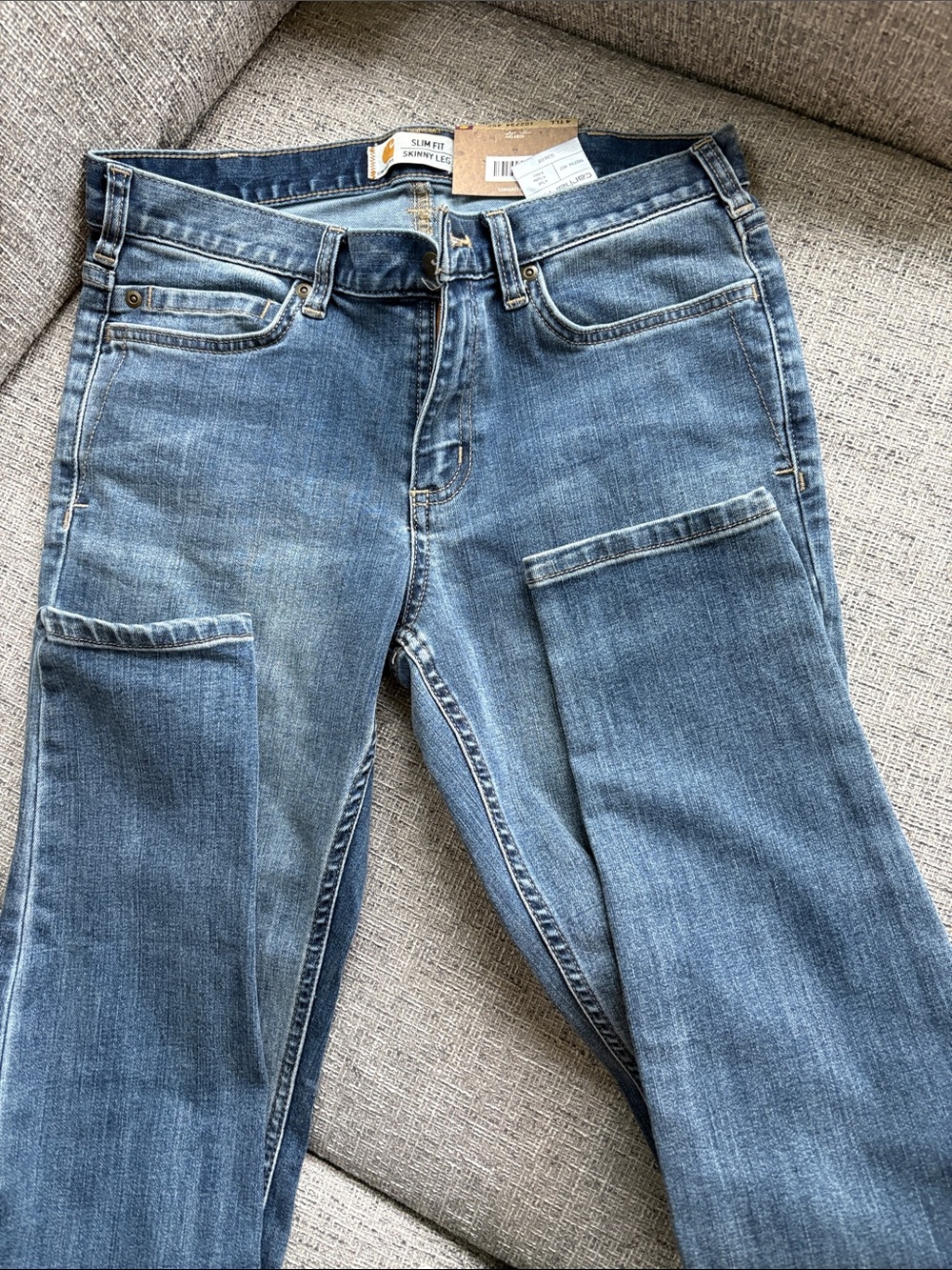 Carhartt Women's Light Blue Skinny Jeans with Knee Patches